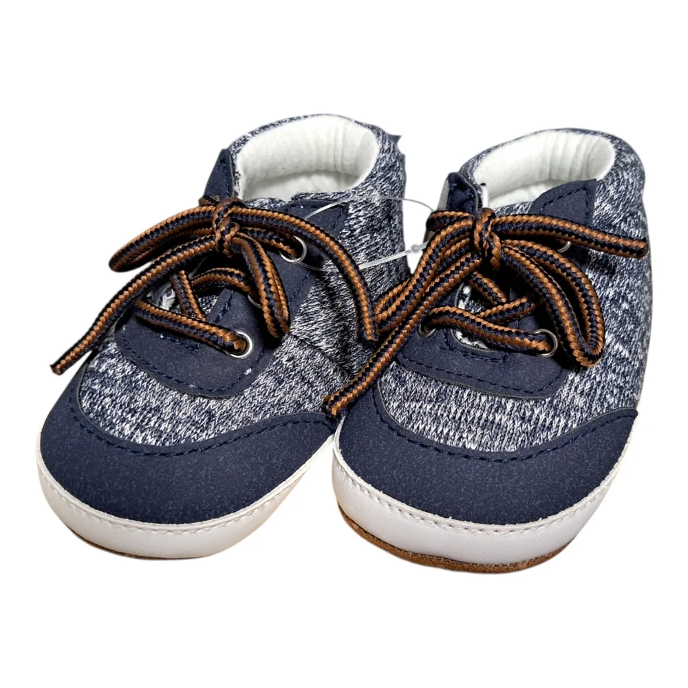 Carter's Baby Knit Casual Crib Shoes, 0-3 Months Navy Blue & White New With Tags